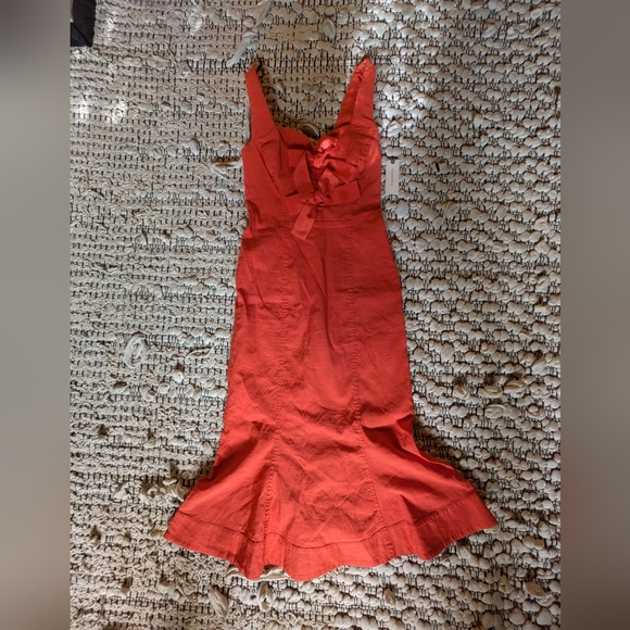 Anthropologie Tie Front Midi Dress - Picture 5 of 9